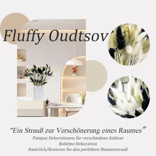 120 db Természetes Szárított Pampafű Dekoráció - Fekete Fehér