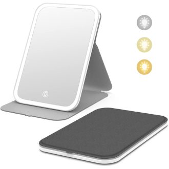   Kintion LED Sminkespegel 360° Forgó Asztali Tükör 3 Színű Világítással