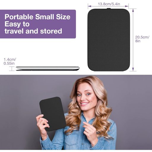 Oglindă cosmetică LED Kintion, rotativă 360°, de masă, cu iluminare în 3 culori