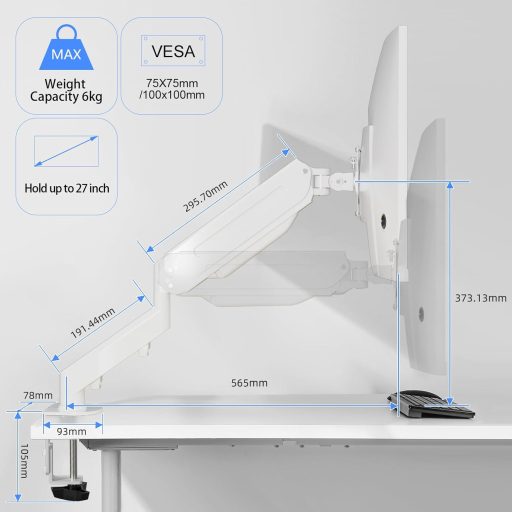 Suptek Gázrugós Monitor Kar 17-27 Colos Asztali Tartó VESA 75/100mm
