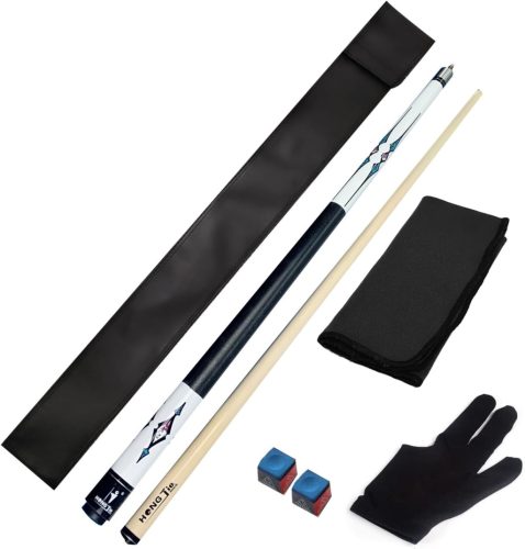 Tac de biliard "Adevar 57" din arțar canadian, cu mâner anti-alunecare, conector din oțel inoxidabil și husă de depozitare din piele - Set de snooker biliard
