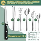 HaWare 72 részes rozsdamentes acél evőeszköz készlet steakkéssel, modern kalapált nyéllel, 12 személyes