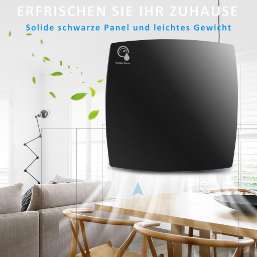 Hose Vary 150mm fekete fürdőszobai ventilátor párazáró szeleppel és visszacsapó lappal