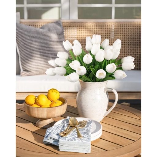 N&T NIETING Set 12 Lalele Artificiale Albe Realiste - Lalele Artificiale din Latex PU cu Aspect Natural, Decorațiuni pentru Nuntă, Casă, Birou