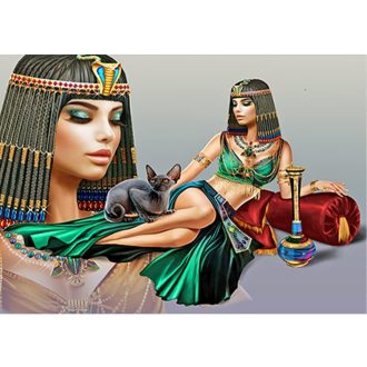   DCIDBEI 50x40cm Gyémántfestés Nő Egyiptomi Fekete Macska Hímzés Strassz Fali Dekoráció