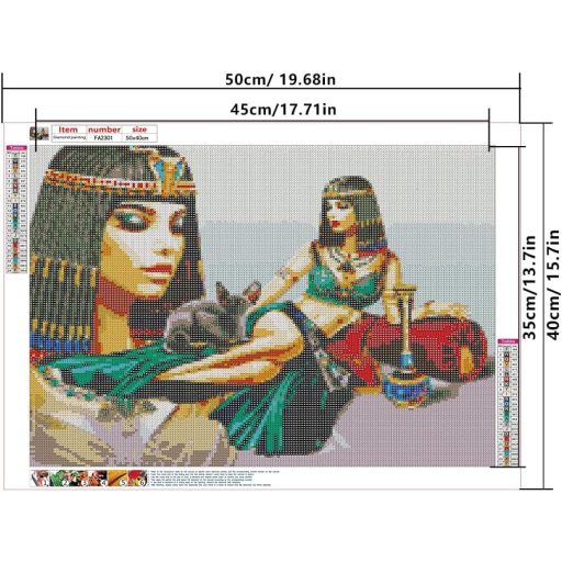 DCIDBEI 50x40cm Gyémántfestés Nő Egyiptomi Fekete Macska Hímzés Strassz Fali Dekoráció