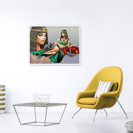 DCIDBEI 50x40cm Pictură cu diamante Femeie Pisică Neagră Egipteană Broderie Strasuri Decor de perete