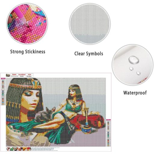 DCIDBEI 50x40cm Pictură cu diamante Femeie Pisică Neagră Egipteană Broderie Strasuri Decor de perete