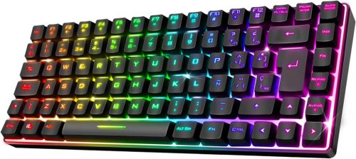 Spirit of Gamer vezeték nélküli Bluetooth TKL gamer billentyűzet, spanyol QWERTY, 65% kompakt