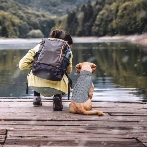 Grantop Téli Kötött Kutyapulóver - Garbónyakú Meleg Kisállat Ruha Kistestű és Közepes Kutyáknak, Macskáknak - Szürke L Méret