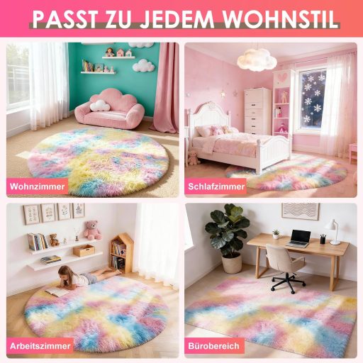 ROHATIM Kerek Puha Szőnyeg 120x120cm Szivárvány Gyerekszoba Nappali