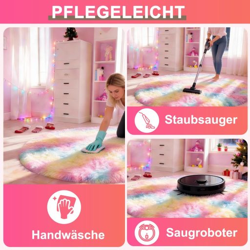 ROHATIM Kerek Puha Szőnyeg 120x120cm Szivárvány Gyerekszoba Nappali