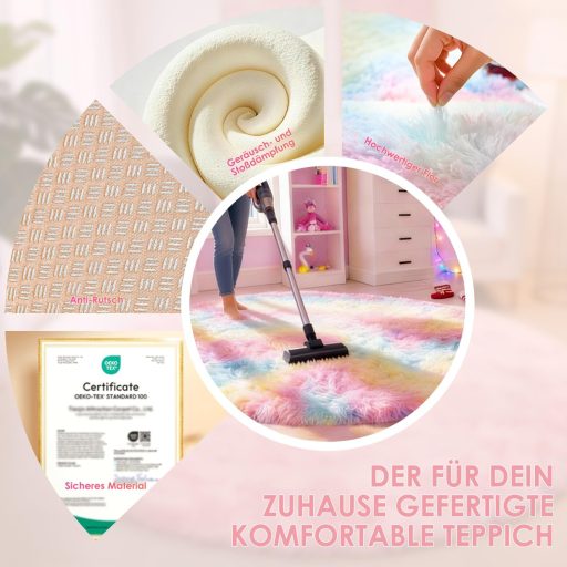 ROHATIM Kerek Puha Szőnyeg 120x120cm Szivárvány Gyerekszoba Nappali