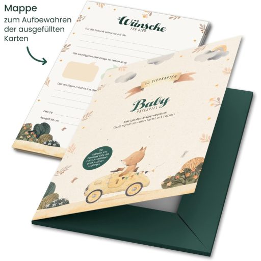 FRUITPRINTS 20 db Baby Shower Játék Kártya, Kitöltős Tippelő Lapok Fiúknak és Lányoknak