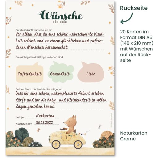 FRUITPRINTS 20 db Baby Shower Játék Kártya, Kitöltős Tippelő Lapok Fiúknak és Lányoknak