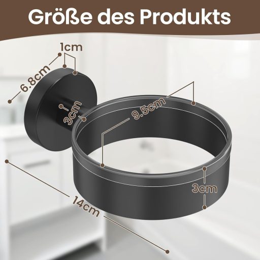 Suport de perete Dailyart pentru uscător de păr, oțel inoxidabil, negru, autoadeziv