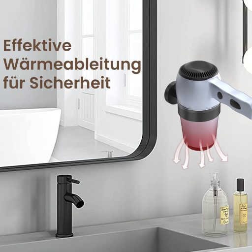 Dailyart Fali Hajszárító Tartó Rozsdamentes Acél Fekete Ragasztható