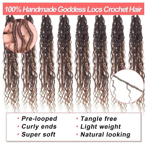 Xtrend 24 Inch River Goddess Faux Locs Horgolt Hajfonás 8 Csomag Göndör Végekkel