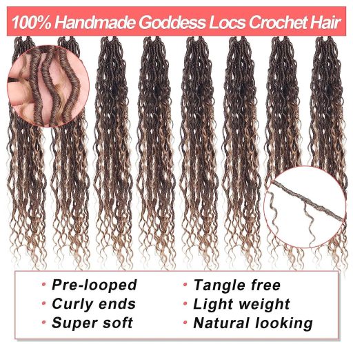 Xtrend 24 Inch River Goddess Faux Locs Horgolt Hajfonás 8 Csomag Göndör Végekkel