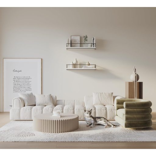 Set 2 polițe suspendate albe DifferTemp cu suport pentru prosoape, raft de perete modern pentru bucătărie, baie, sufragerie