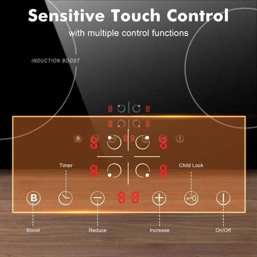 NOXTON beépíthető indukciós főzőlap 4 zónás 60 cm Power Booster érintésvezérlés