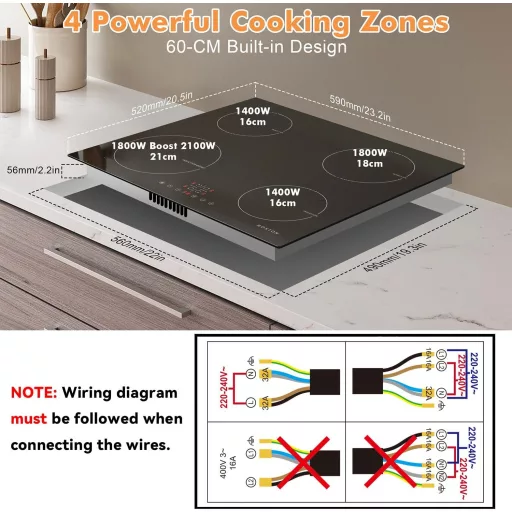 NOXTON vstavaná indukčná varná doska 4-zónová 60 cm Power Booster dotykové ovládanie