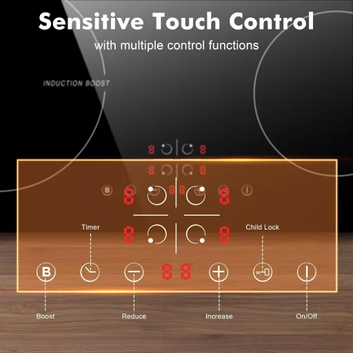 NOXTON beépíthető indukciós főzőlap 4 zónás 60 cm Power Booster érintésvezérlés