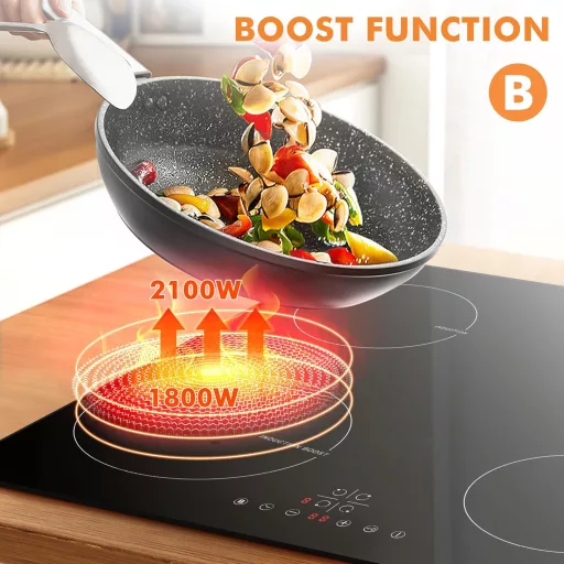 NOXTON beépíthető indukciós főzőlap 4 zónás 60 cm Power Booster érintésvezérlés