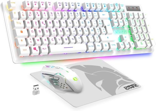 Set Tastatură și Mouse Wireless RGB pentru Gaming Empire Gaming Armor RF800 cu Mousepad - 4800 DPI - Compatibil PC/PS4/PS5/Xbox/Mac - Alb