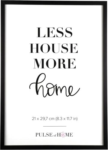 PULSE of HOME Ramă foto neagră din lemn format A4 (21 x 29,7 cm) - Ramă subțire pentru fotografii, postere, desene pentru copii - Decor pentru living, cameră