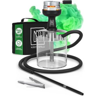   M. ROSENFELD Mini Narghilea pentru Călătorie cu Geantă și Accesorii Premium - Set Shisha Portabil cu Vas Acrilic și Difuzor din Oțel Inoxidabil