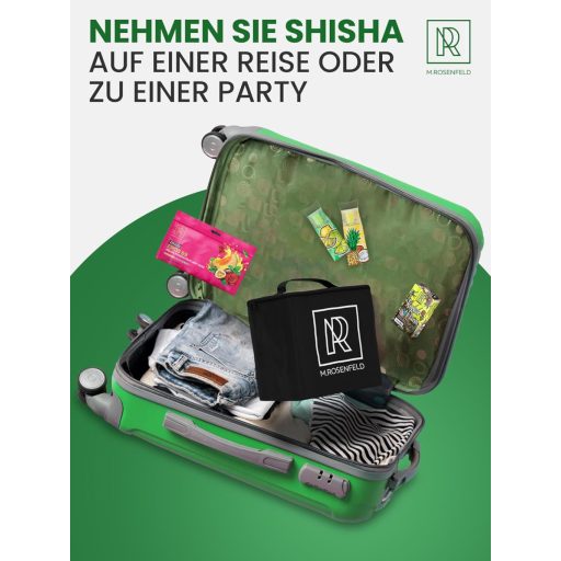 M. ROSENFELD Mini Narghilea pentru Călătorie cu Geantă și Accesorii Premium - Set Shisha Portabil cu Vas Acrilic și Difuzor din Oțel Inoxidabil