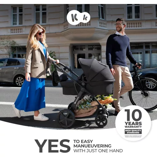 Kinderkraft MOOV CT 3 u 1 set kolica s autosjedalicom Mink PRO I-Size, sklopiva, od rođenja do 3 godine, crna