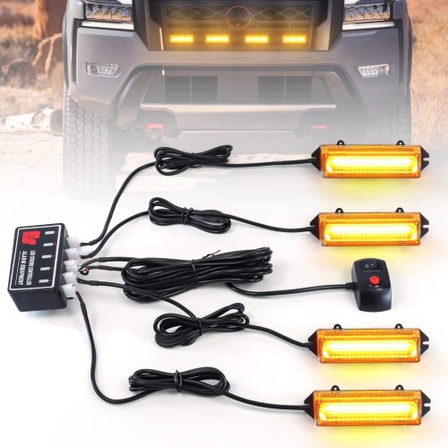 Dinfu LED Figyelmeztető Villogó Fény 40W - Narancssárga Vészjelző Lámpa 18 Üzemmóddal - Autó, Teherautó, Traktor Kiegészítő - Vízálló, Porál