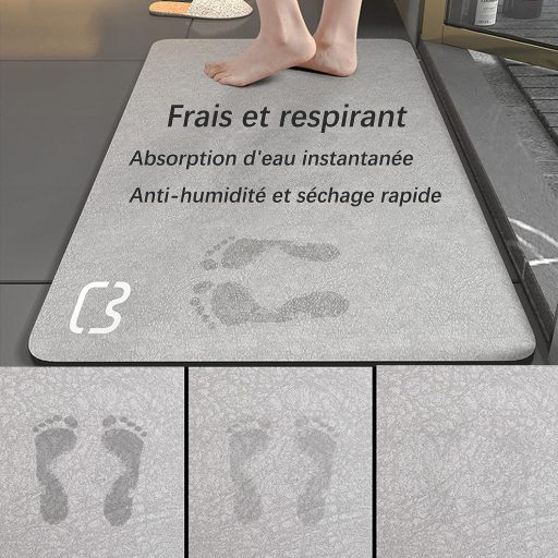 Dai Lufei csúszásmentes mikroszálas fürdőszobai szőnyeg 60x90cm bézs