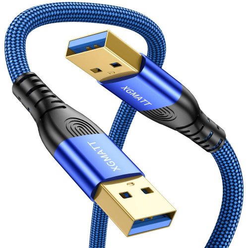 Cablu USB 3.0 albastru XGMATT de 1 metru, 5 Gbps, compatibil cu HDD-uri și imprimante.