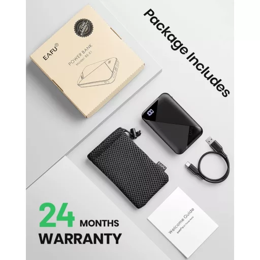 EAFU 10000mAh Prijenosni Powerbank Brzo Punjenje, 3A USB-C Vanjska Baterija za iPhone 15-14-13-12-11, Samsung Galaxy S22-S21, Google Pixel, LG