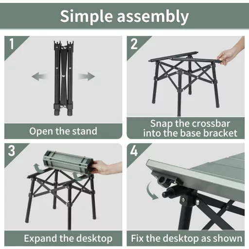 Naturehike Masă Pliabilă de Camping, Aluminiu, Portabilă pentru Drumeții, Grădină, Picnic, Exterior, Verde