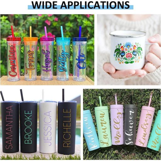 Set Lya Vinyl de 55 autocolante vinil, compatibil cu mașinile de tăiat Cricut și Silhouette - folie PVC colorată de 30,5x30,5 cm pentru decorare, DIY.