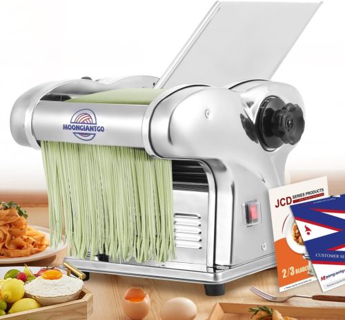 Elektromos Tésztakészítő Gép - Professzionális - Rozsdamentes Acél, 3 Vágópengével (1,5/4/9 mm), 9 Vastagság Beállítással 0.3-3 mm Spagetti, Fettuccine