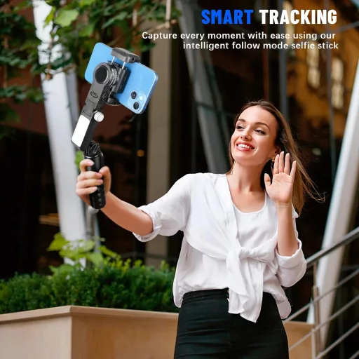 STRBDYI Smartphone Gimbal Stabilizátor Bluetooth Távirányítóval Vlogging YouTube-hoz
