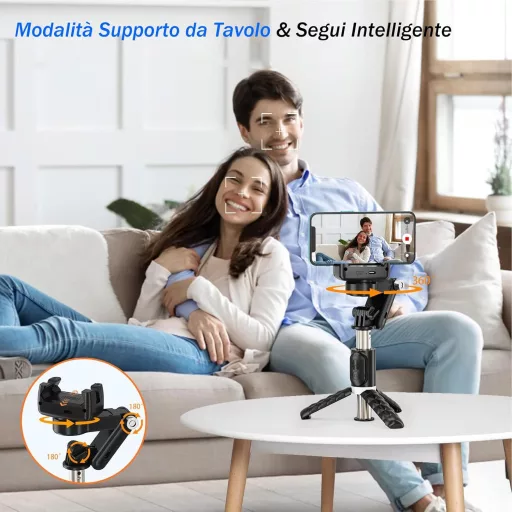 STRBDYI Smartphone Gimbal Stabilizátor Bluetooth Távirányítóval Vlogging YouTube-hoz