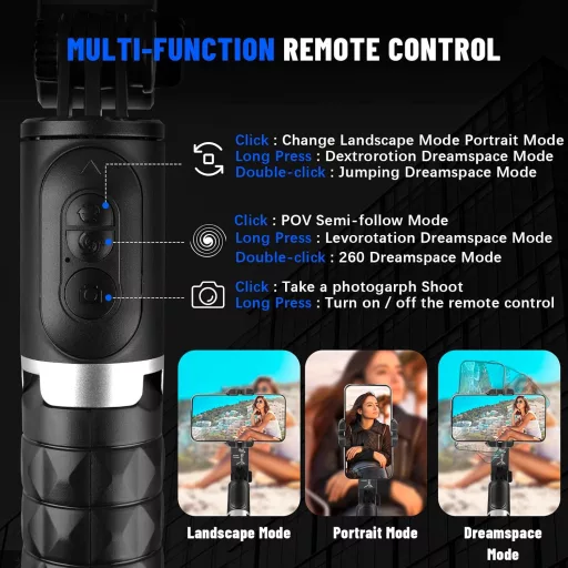 STRBDYI Smartphone Gimbal Stabilizátor Bluetooth Távirányítóval Vlogging YouTube-hoz