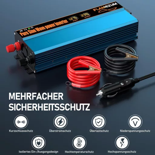 SUDOKEJI 1000W Inverter 12V-230V Tiszta Szinusz Hullám USB Autós Töltő