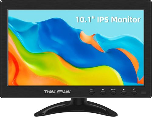 Thinlerain 10.1" IPS Monitor - 1366x768 Felbontású Kompakt Kijelző HDMI/VGA Csatlakozással, Beépített Hangszórókkal, Laptophoz és Számítógép