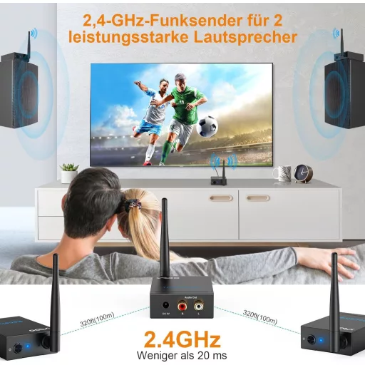 YMOO 3 az 1-ben Bluetooth adó-vevő, 20ms késleltetés, 320 méter hatótáv, TV/hangszóró/PC