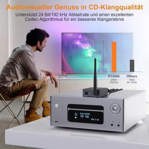 YMOO 3 az 1-ben Bluetooth adó-vevő, 20ms késleltetés, 320 méter hatótáv, TV/hangszóró/PC