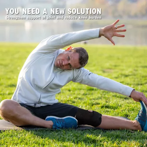 Genunchieră Profesională NELLHOMY cu Rotulă Deschisă, Benzi de Stabilizare, pentru Ameliorarea Durerilor de Menisc și Articulații