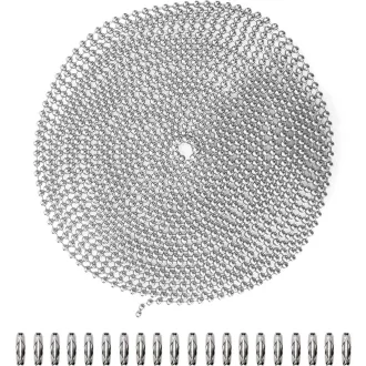   BetterJonny 6m Rozsdamentes Acél Golyós Lánc 4mm Nyaklánc Húzólánc Kiegészítő 20db Csatlakozóval