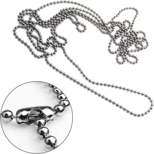 Lanț cu bile din oțel inoxidabil BetterJonny, 6m, 4mm, lanț de tragere pentru colier, accesoriu cu 20 conectori